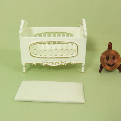 1/2" Scale White Crib for Nursery Room
